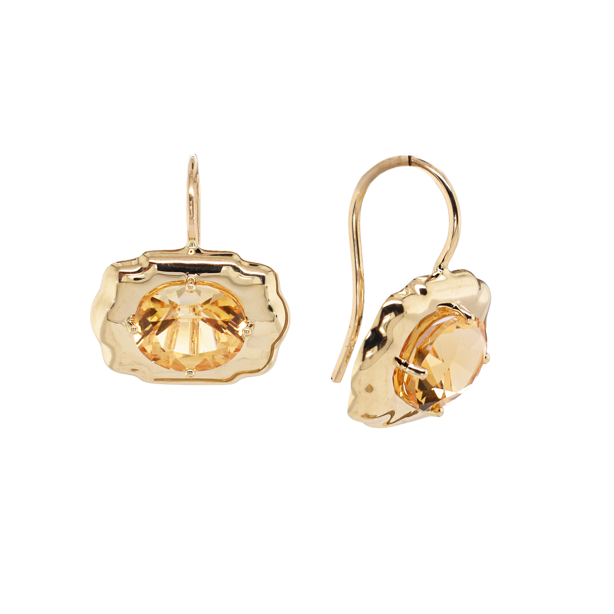 Citrine Puffy Buckle Earrings