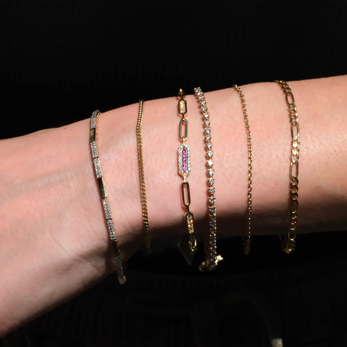 Ruby & Diamond Paperclip Chain Bracelet