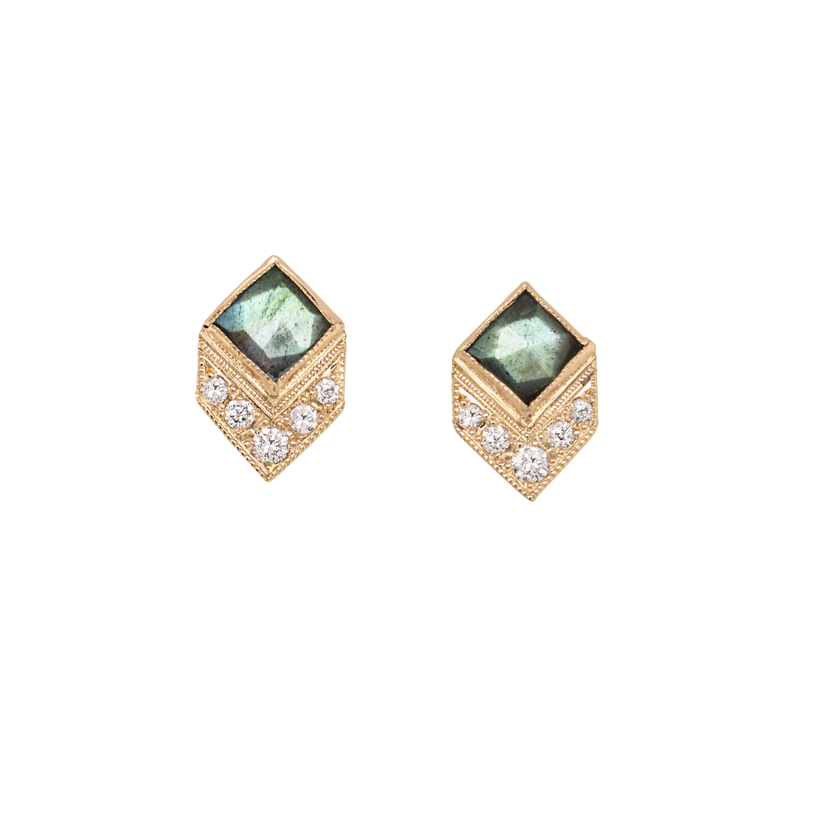 Art Deco Labradorite & Diamond Studs