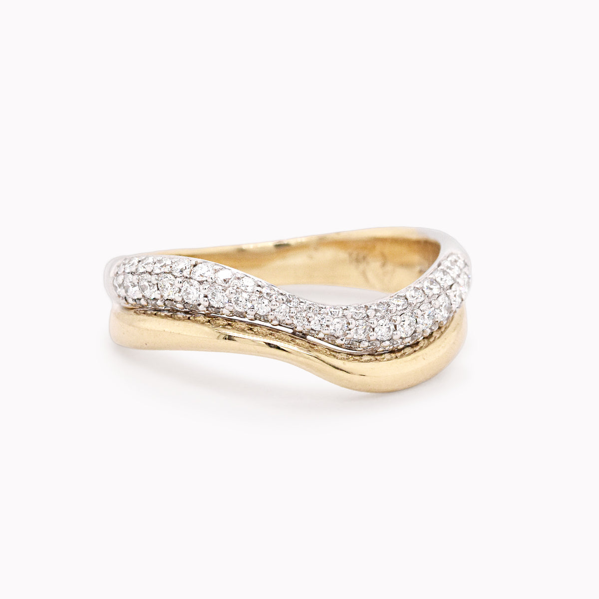 Double Wavy Pavé Diamond Ring