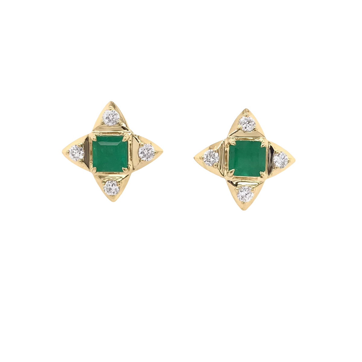 Emerald & Diamond Star Earrings