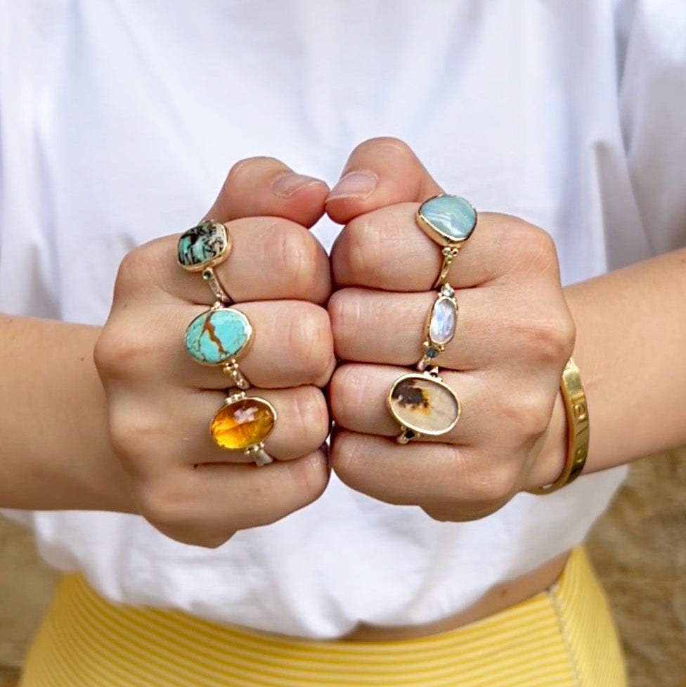 Australian Opal & Emerald Ring