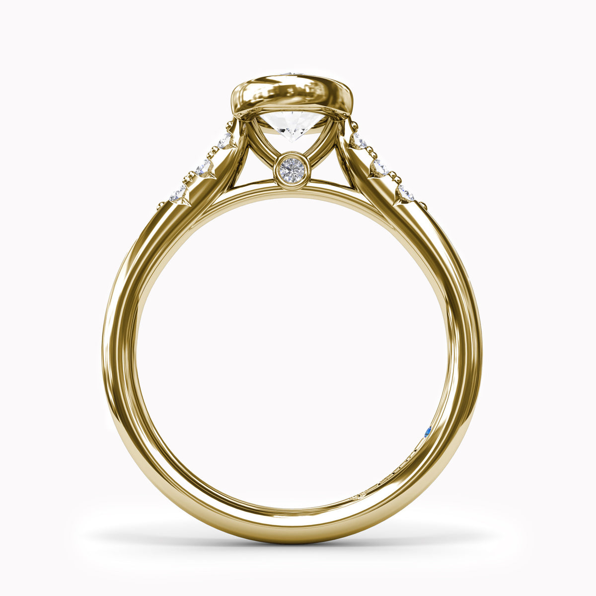 Bezel Set Side Diamonds Engagement Ring Setting