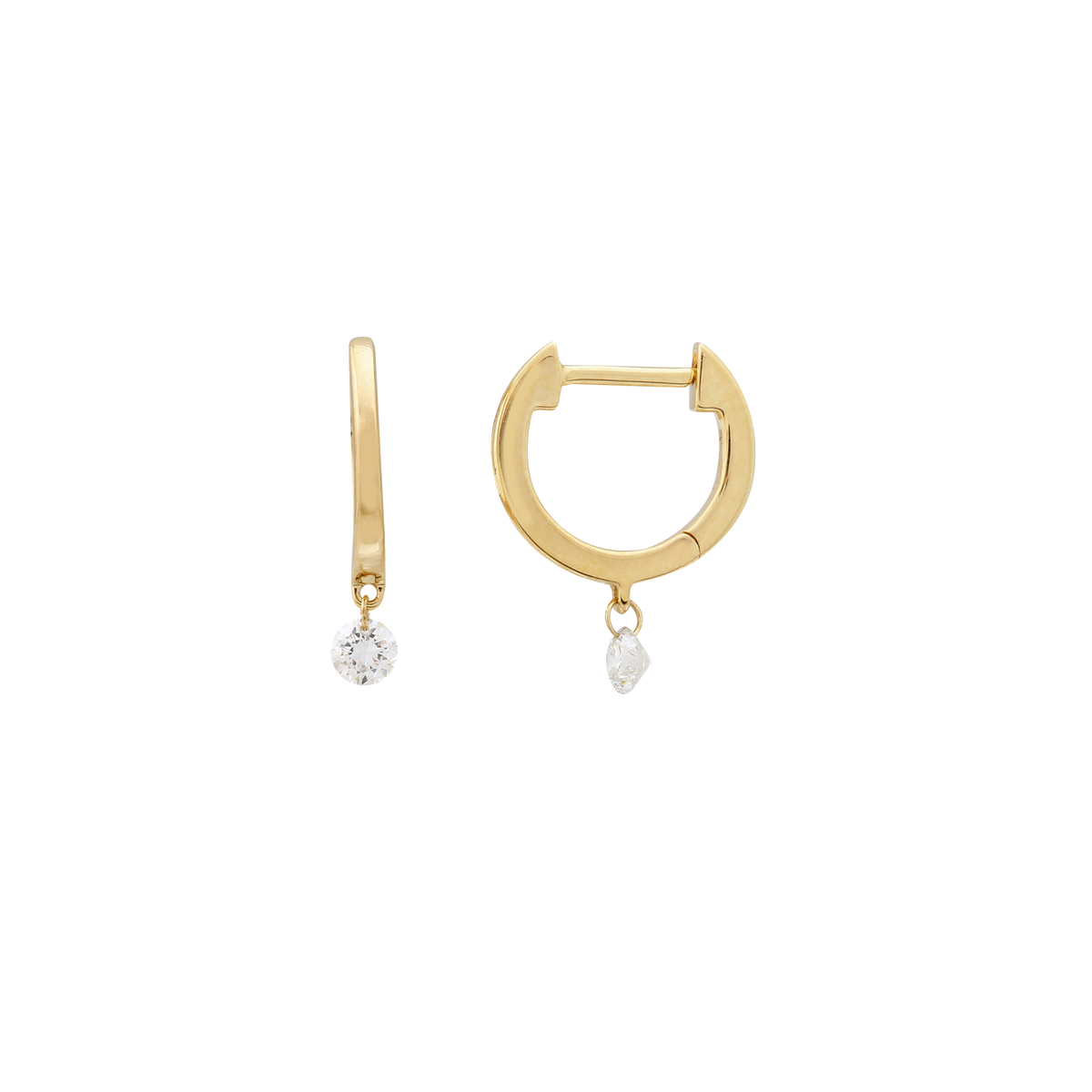 Floating Diamond Dangle Huggies