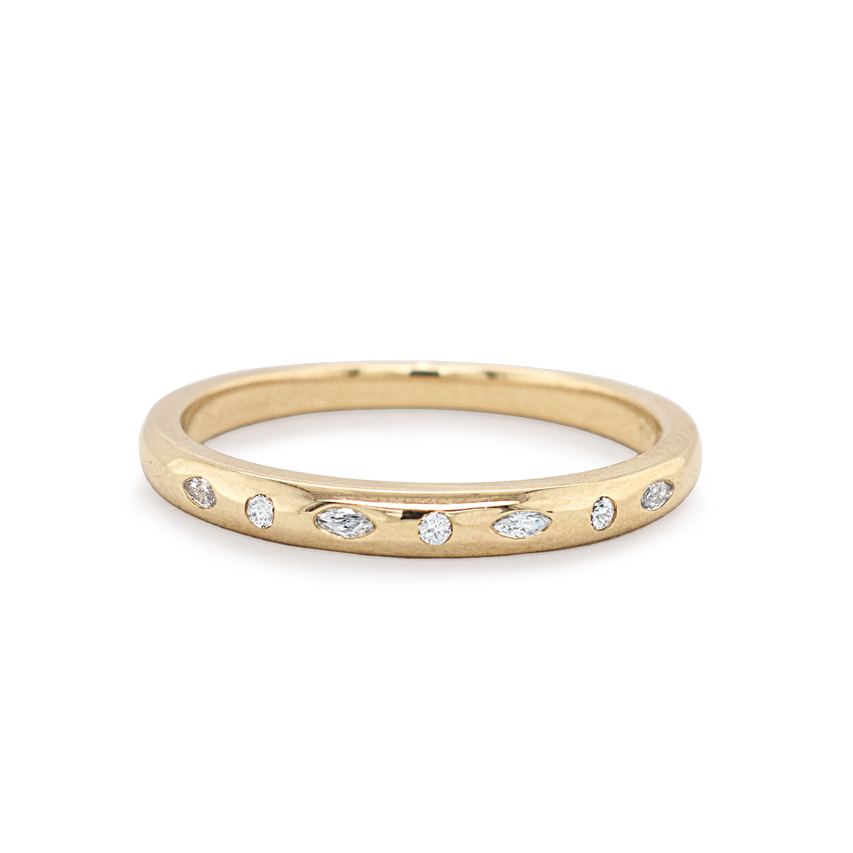 Flush Set Marquise & Round Diamond Ring