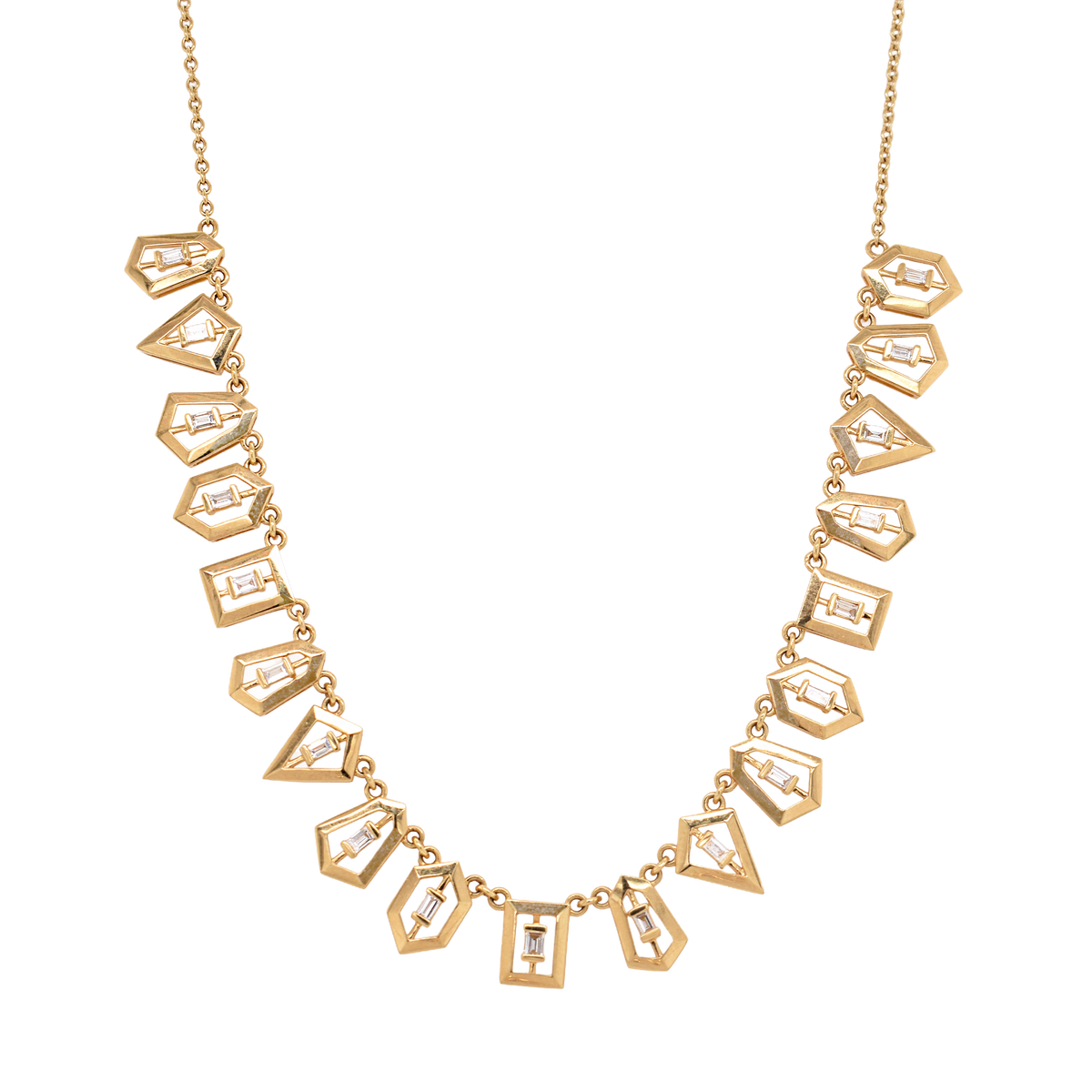 Deco Diamond Frame Necklace