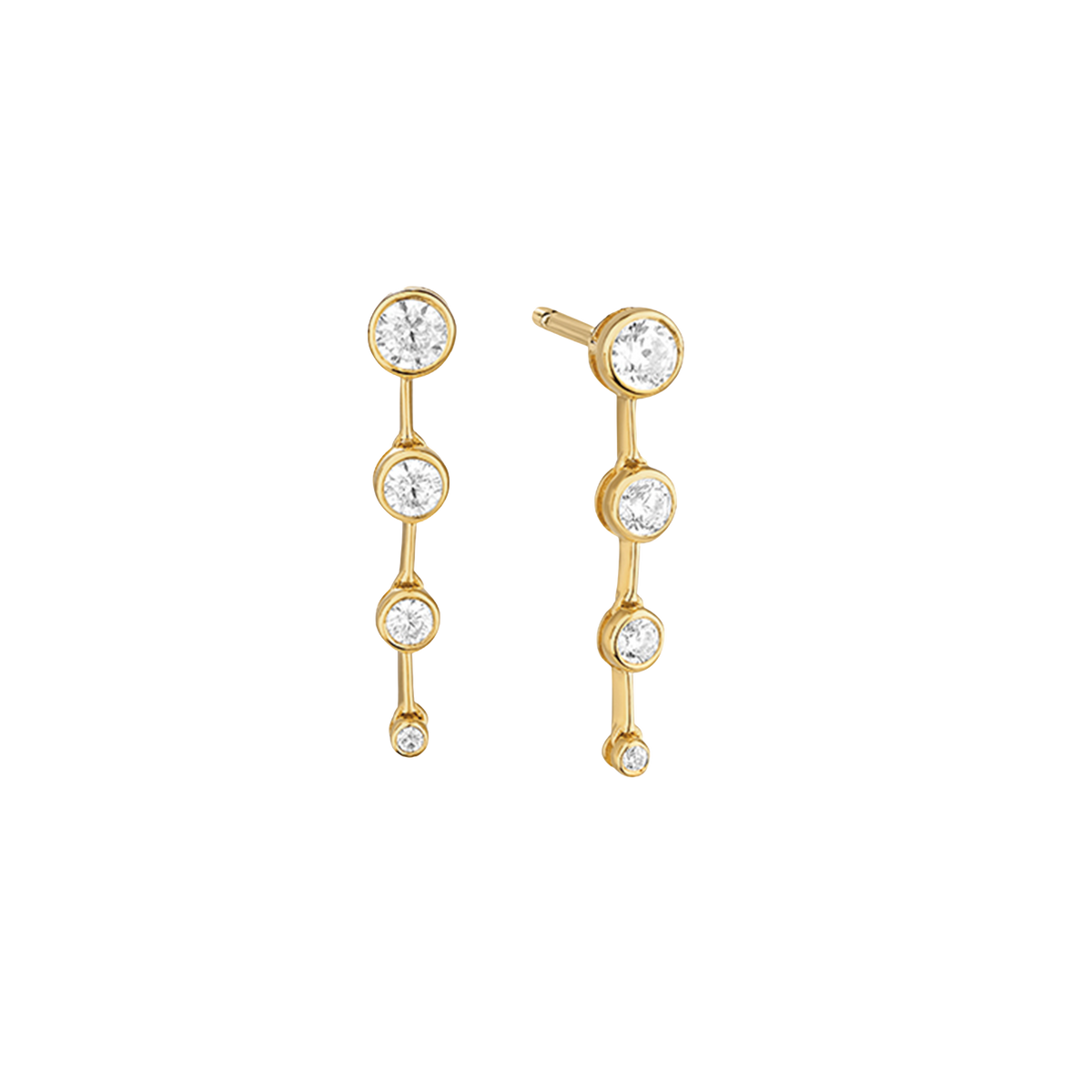 Graduating Bezel Diamond Knife Edge Drop Earrings