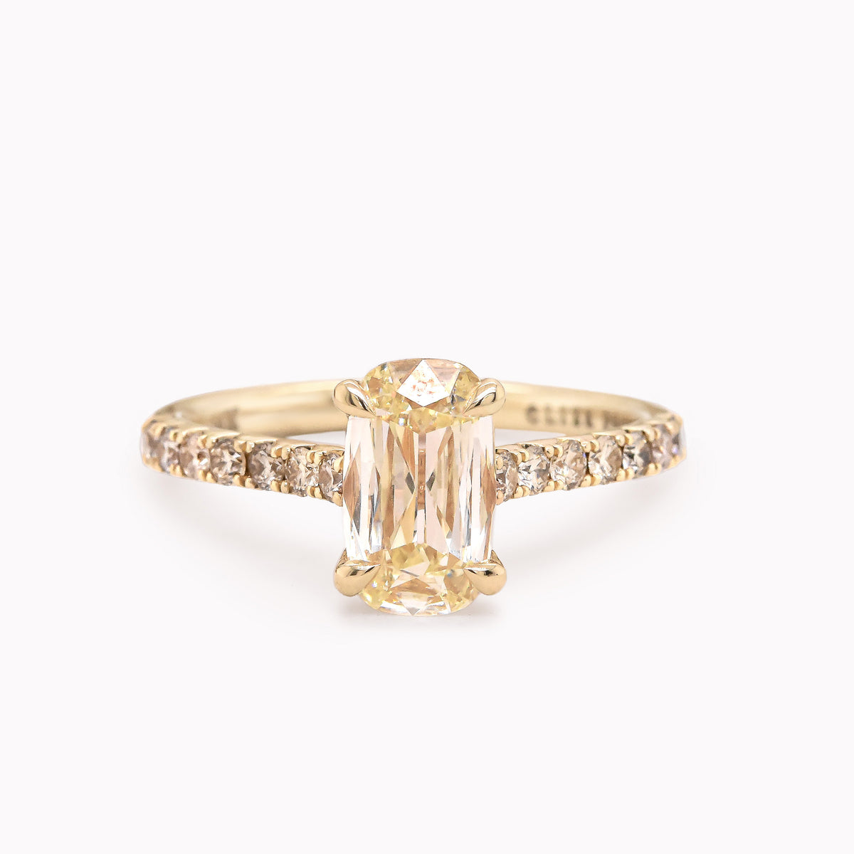 Hazel 1.3ct Old Mine Cut Yellow Diamond Engagement Ring