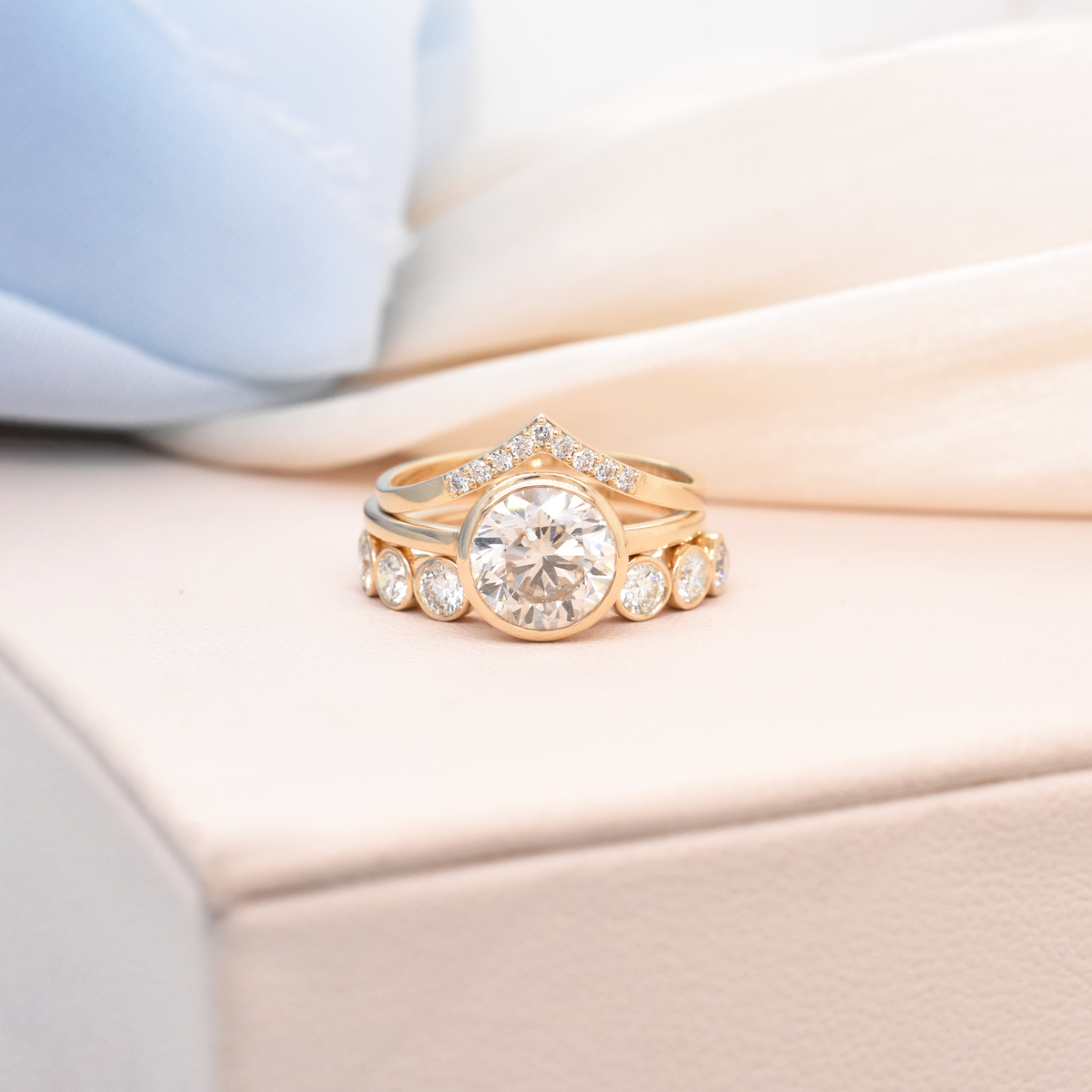Round Diamond Bezel Half Eternity Ring
