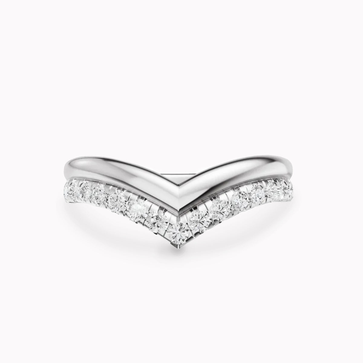 White Gold Lab-Grown Diamond V Contour Band