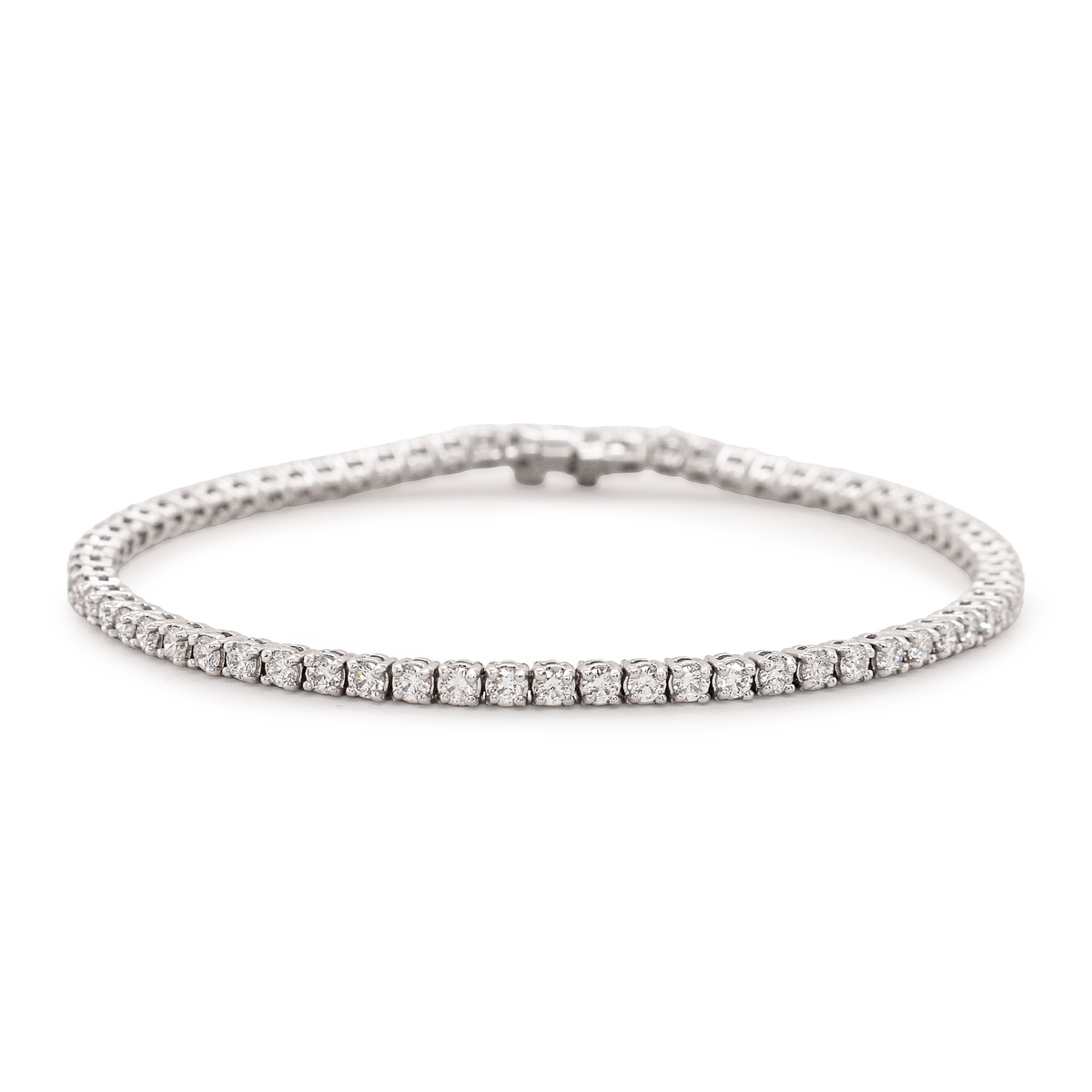 Lab-Grown White Gold Diamond Tennis Bracelet 3ct