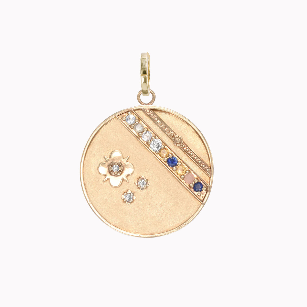 Large (25mm) Lily Medallion - "Always You" Message - 9 Stones
