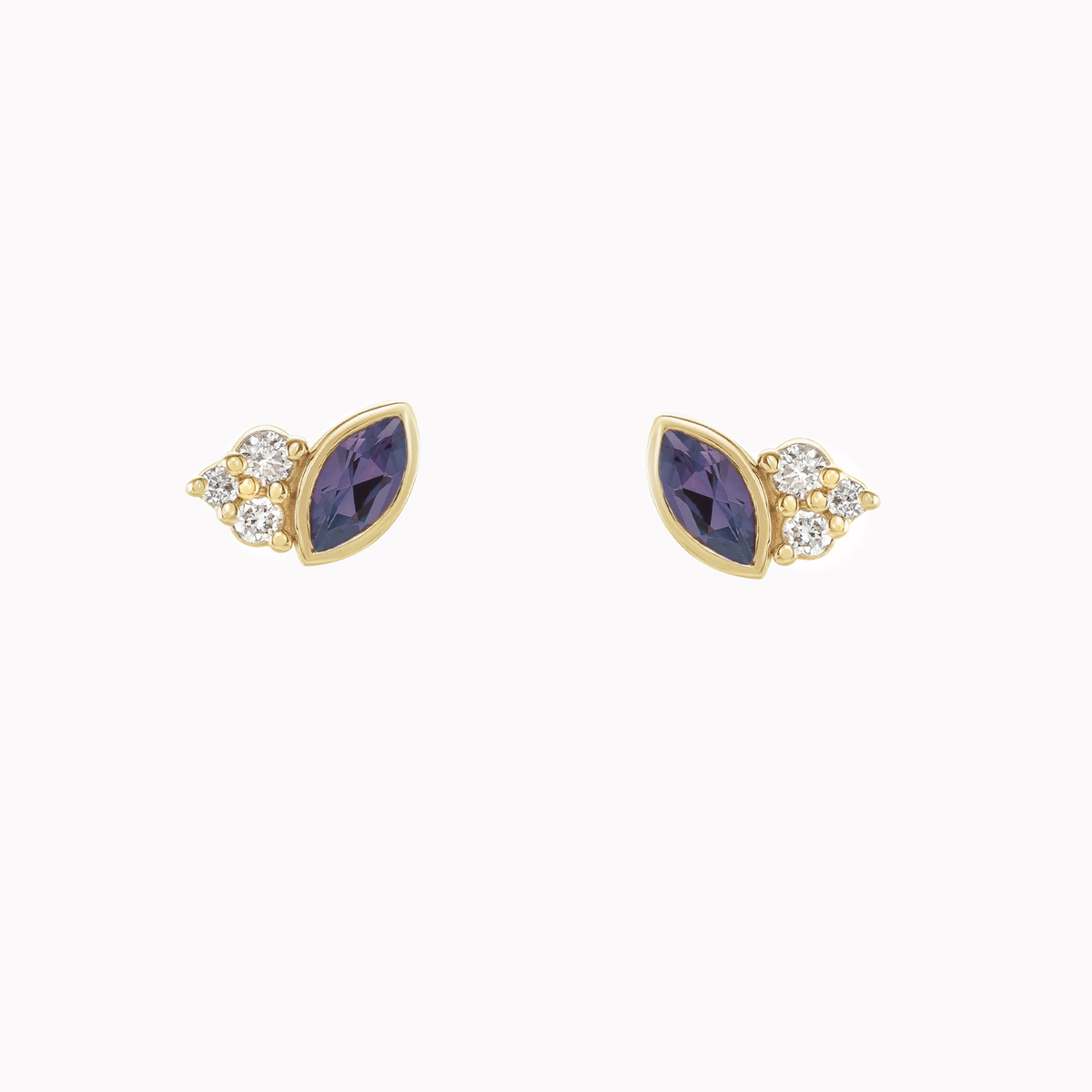 Lab-Grown Marquise Alexandrite & Diamond Petal Studs