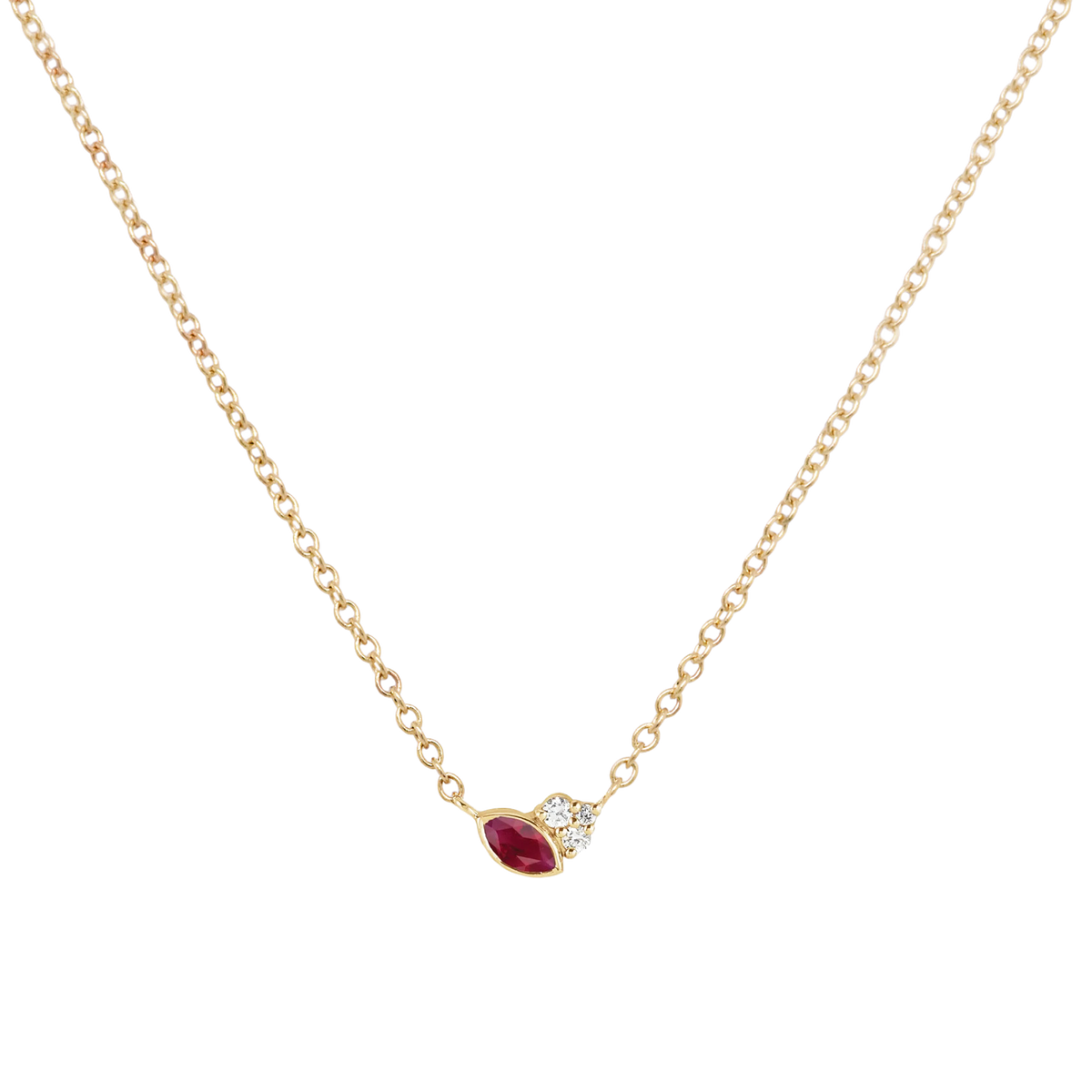Marquise Ruby & Diamond Petal Necklace
