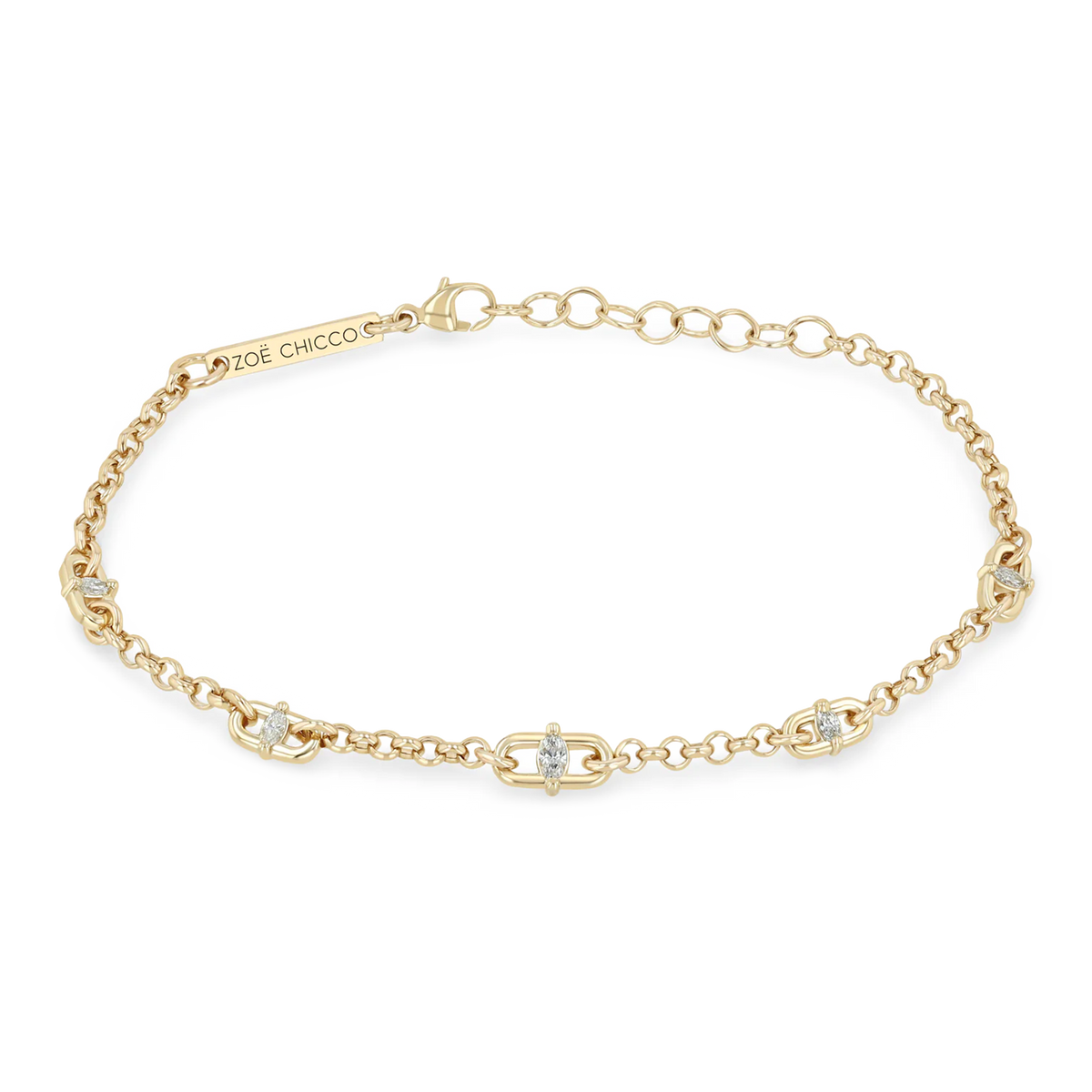 Marquise Diamond Open Link Chain Bracelet