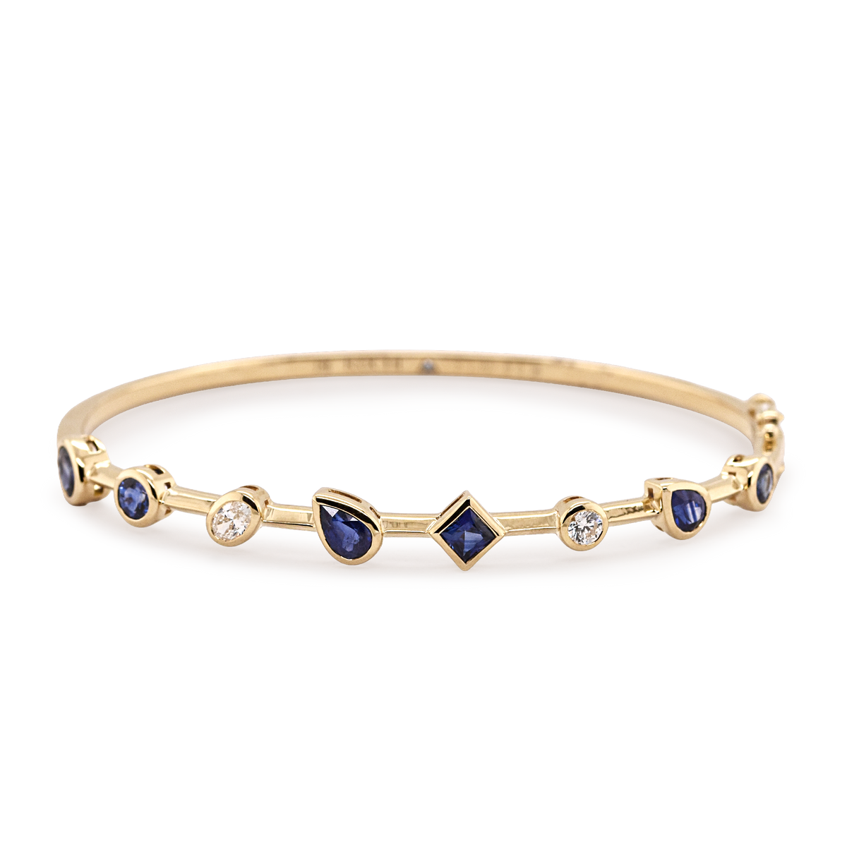 Mixed Shape Bezel Sapphire & Diamond Bangle