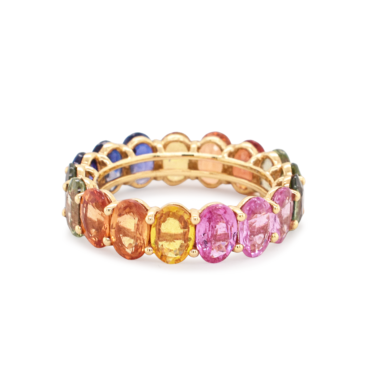 Oval Rainbow Sapphire Eternity Ring