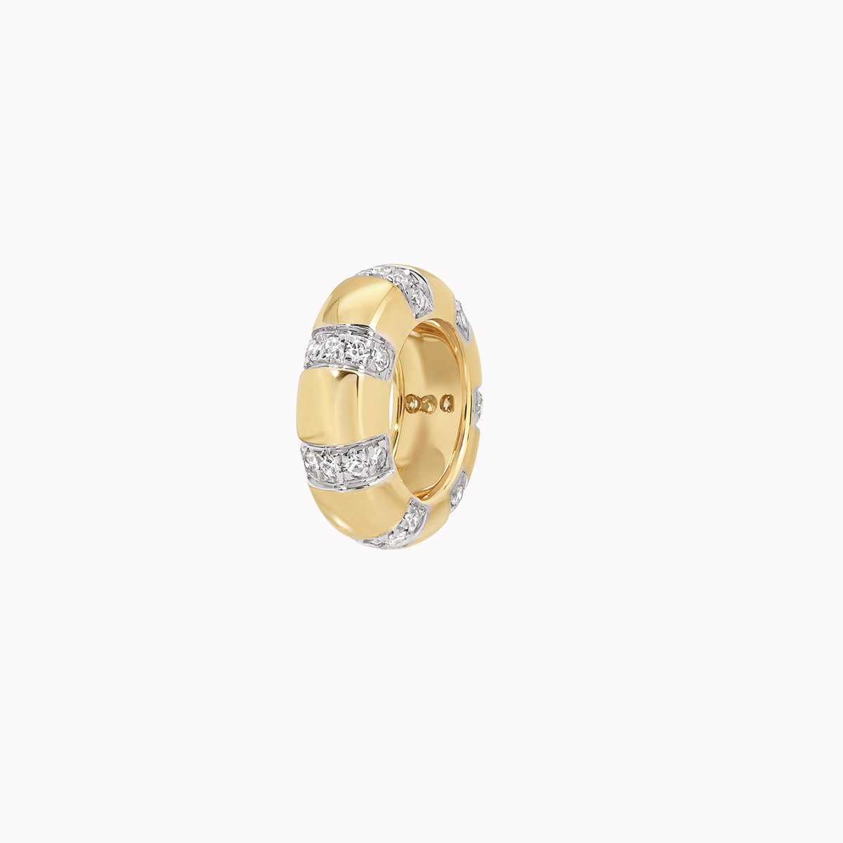 Pavé Diamond Striped Rondelle Charm