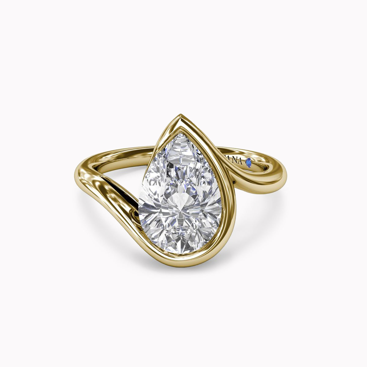 Solitaire Pear Wave Bezel Engagement Ring Setting