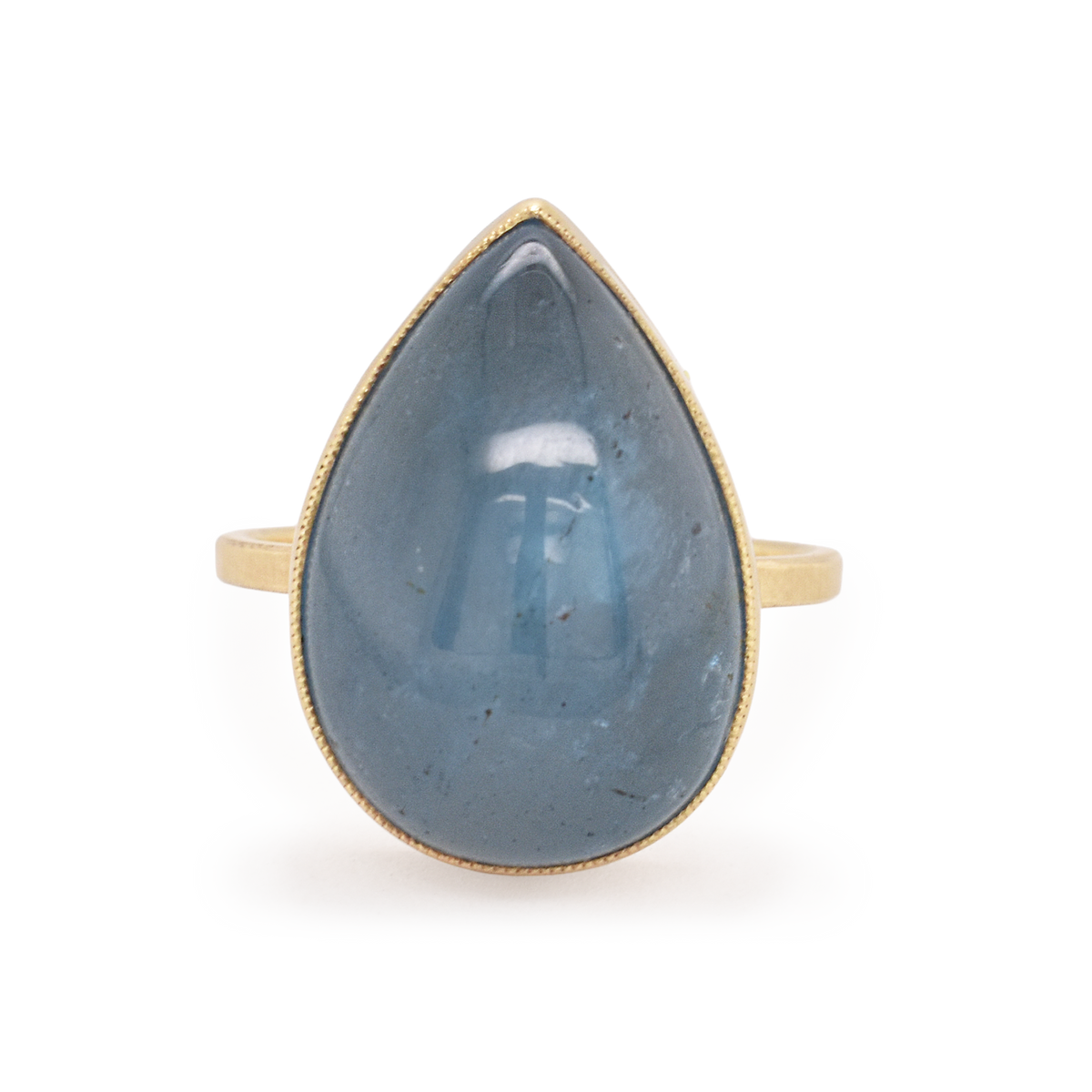 Pear Cabochon Aquamarine Ring