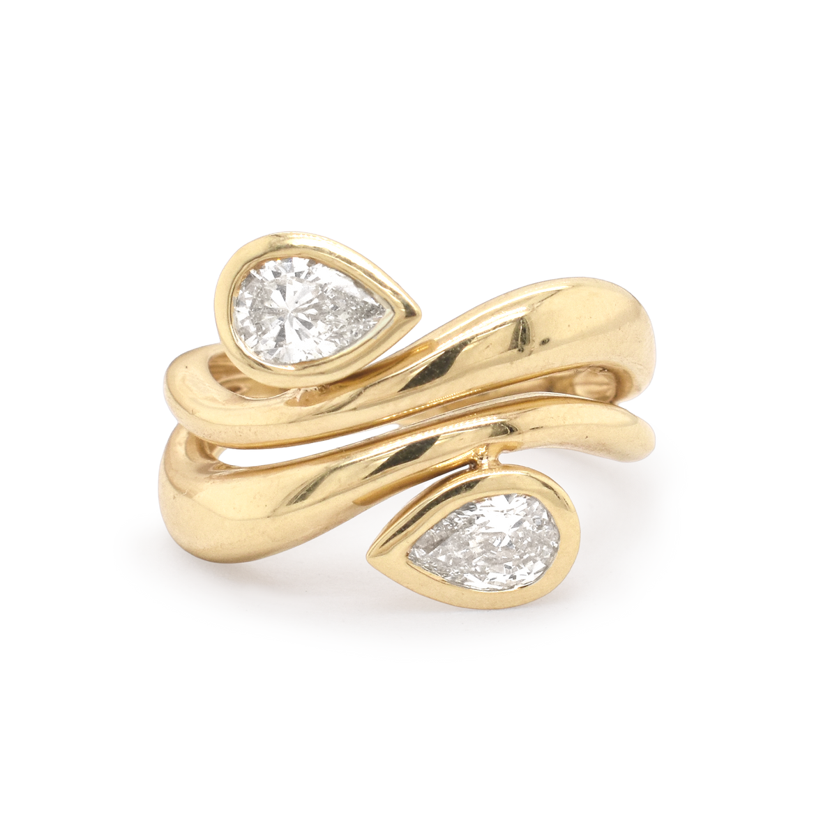 Pear Bezel Duo Wave Wrap Ring