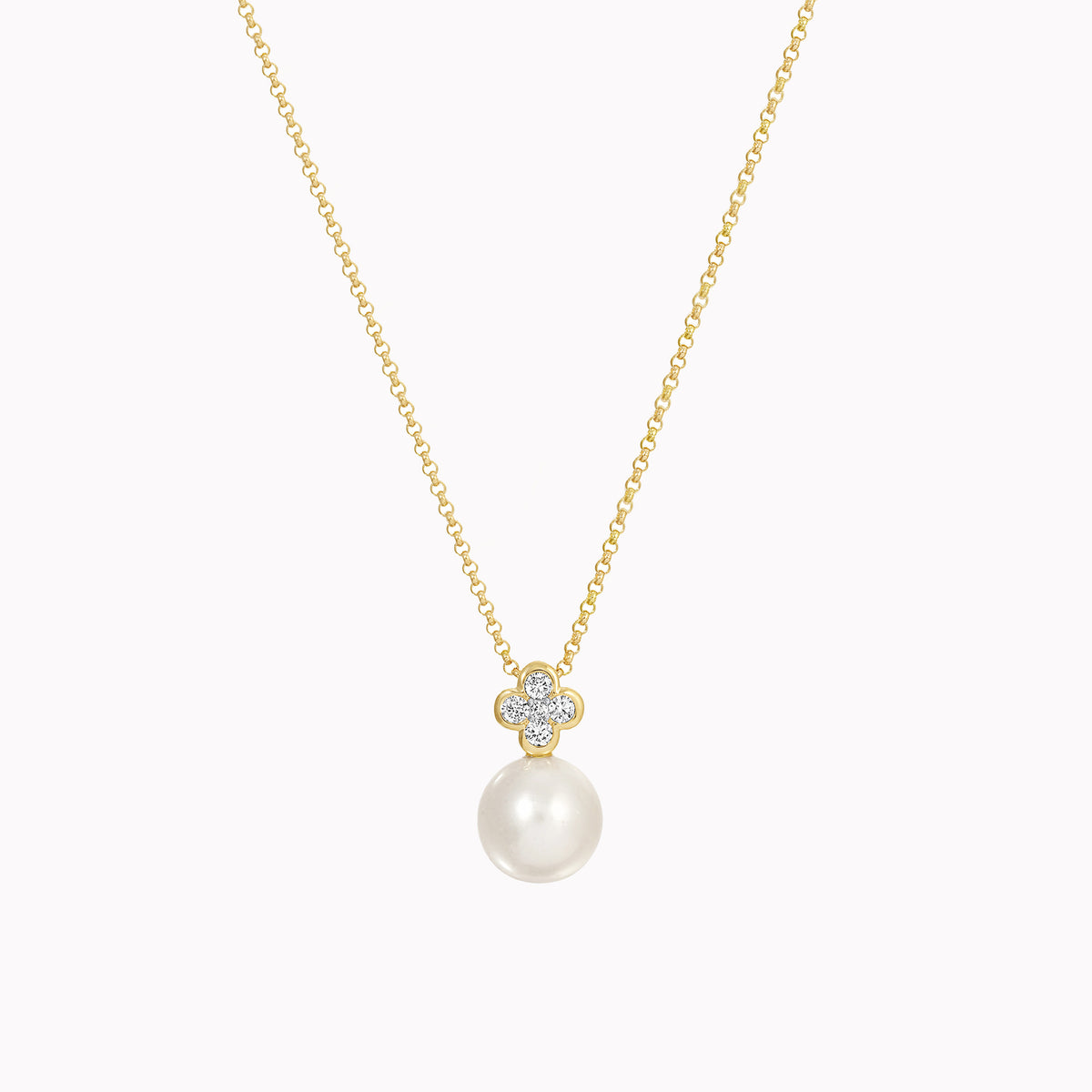Pearl & Diamond Clover Necklace