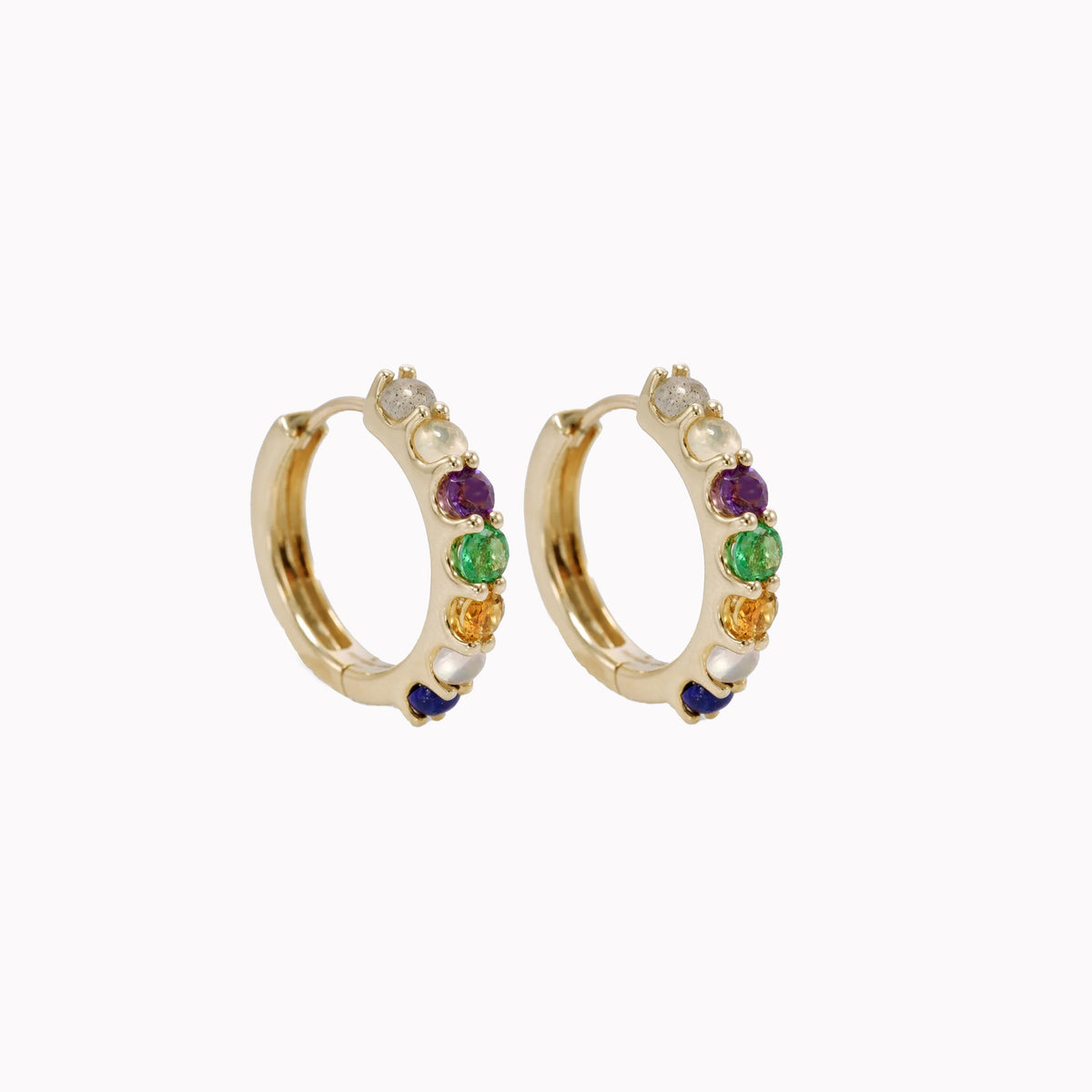 Petite "Love You" Gemstone Huggies - 7 Stones