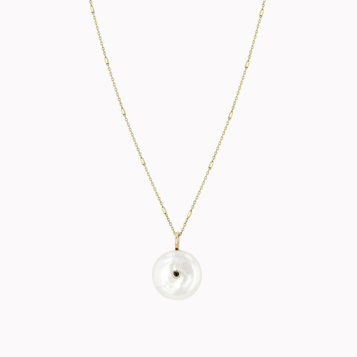 Reversible Black & White Diamond Pearl Disc Necklace
