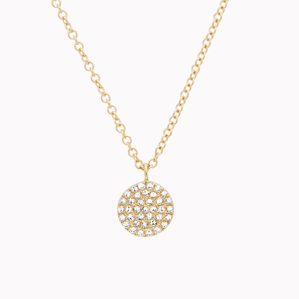 Round Melee Diamond Disc Pendant Necklace