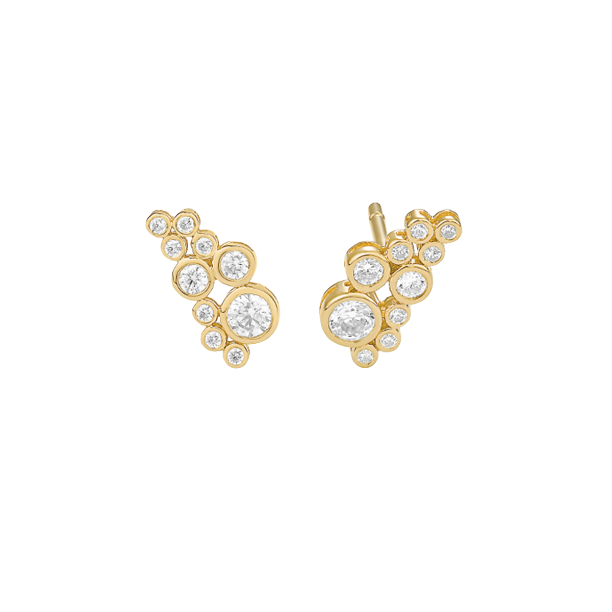 Round Bezel Diamond Cluster Studs
