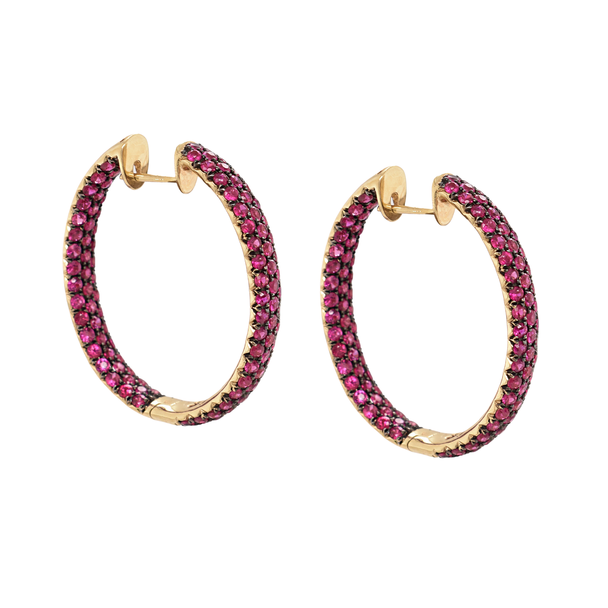 Pavé Ruby Hoop Earrings