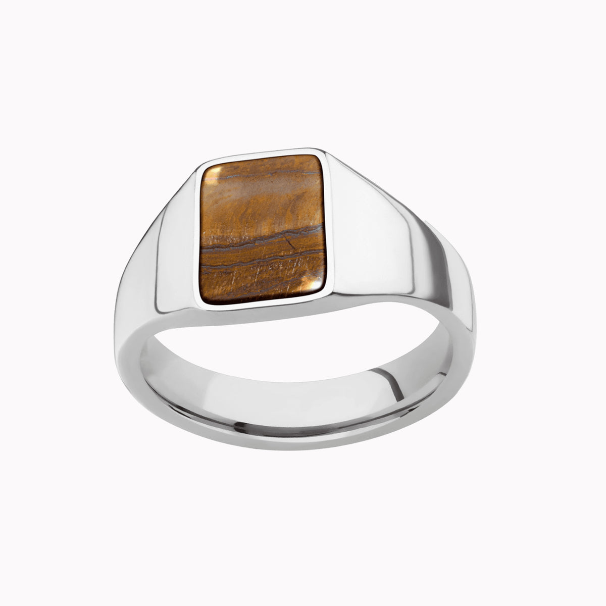 Silver Tigers Eye Signet Ring