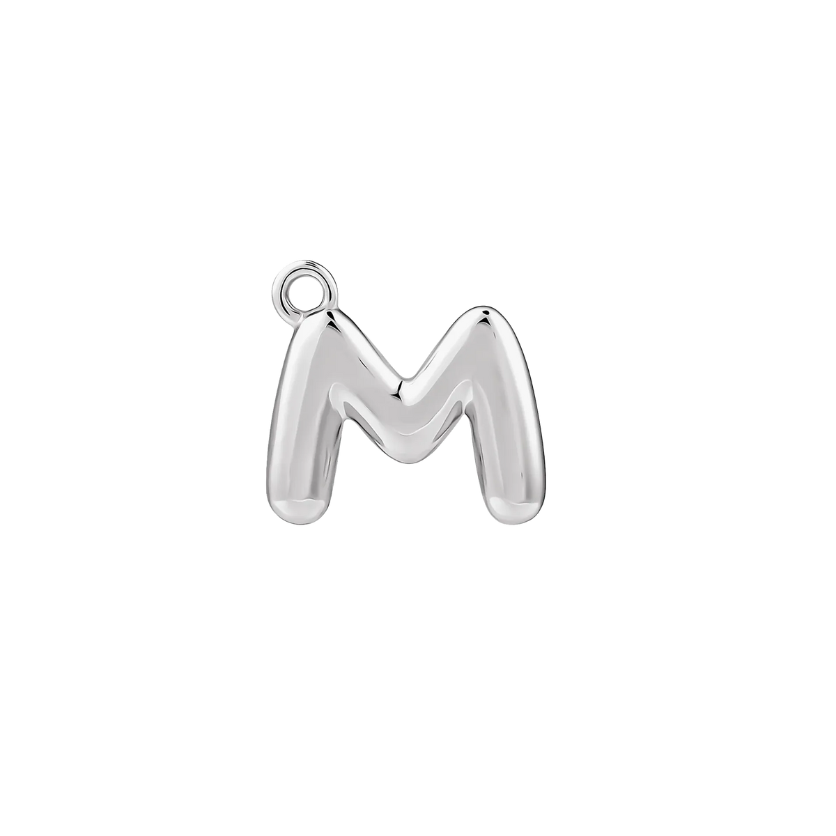 Silver Bubble Letter Charm