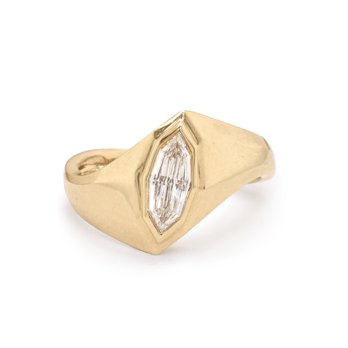Step-Cut Marquise Geometric Wave Ring