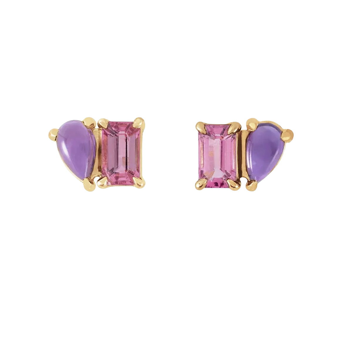 Toi Et Moi Pink Tourmaline & Amethyst Studs