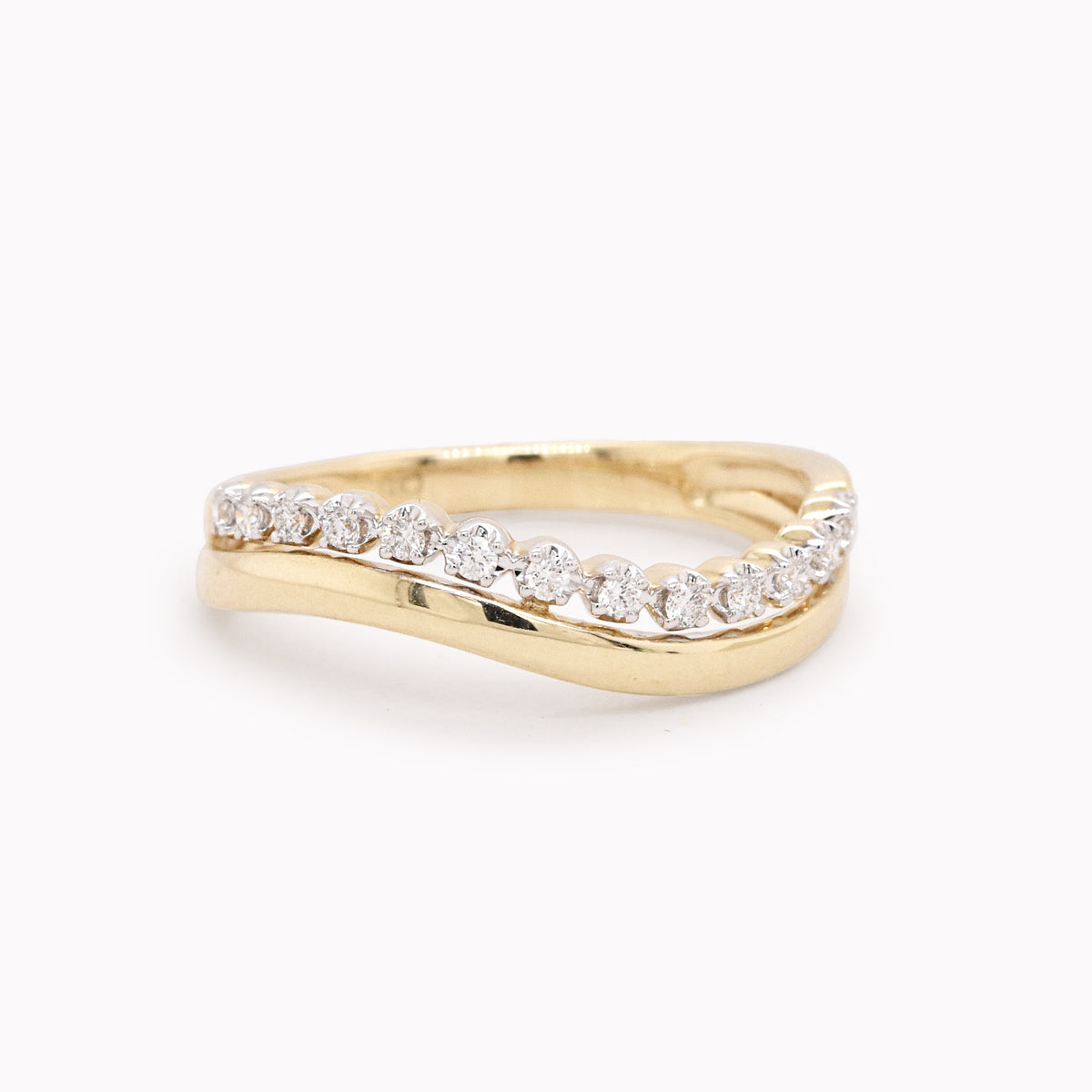 Double Wavy Offset Diamond Ring