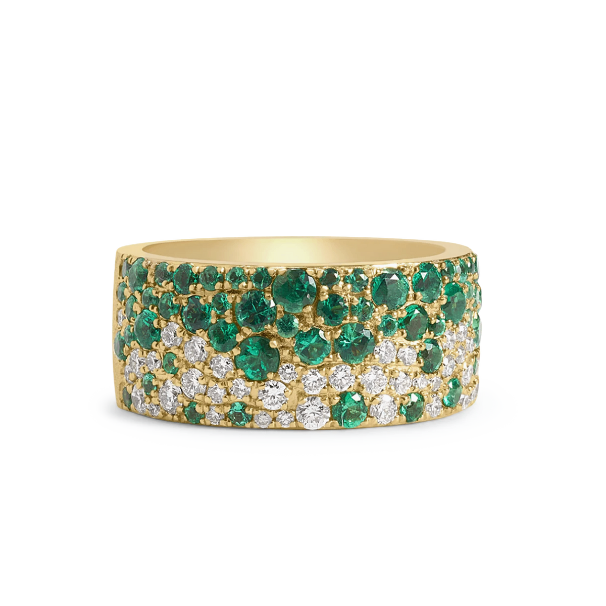 Wide Emerald & Diamond Band