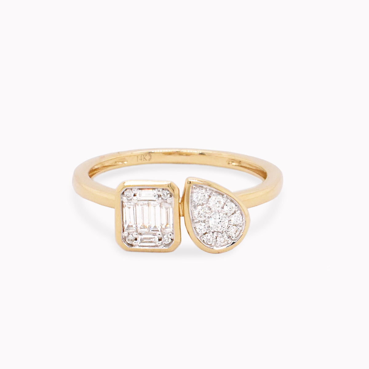 Pear & Cushion Cluster Bezel Toi Et Moi Ring