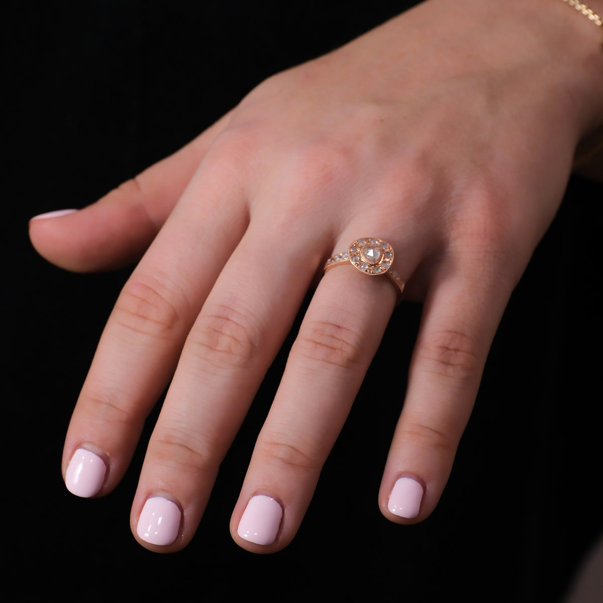 Antique Rose-Cut Peak Halo Ring