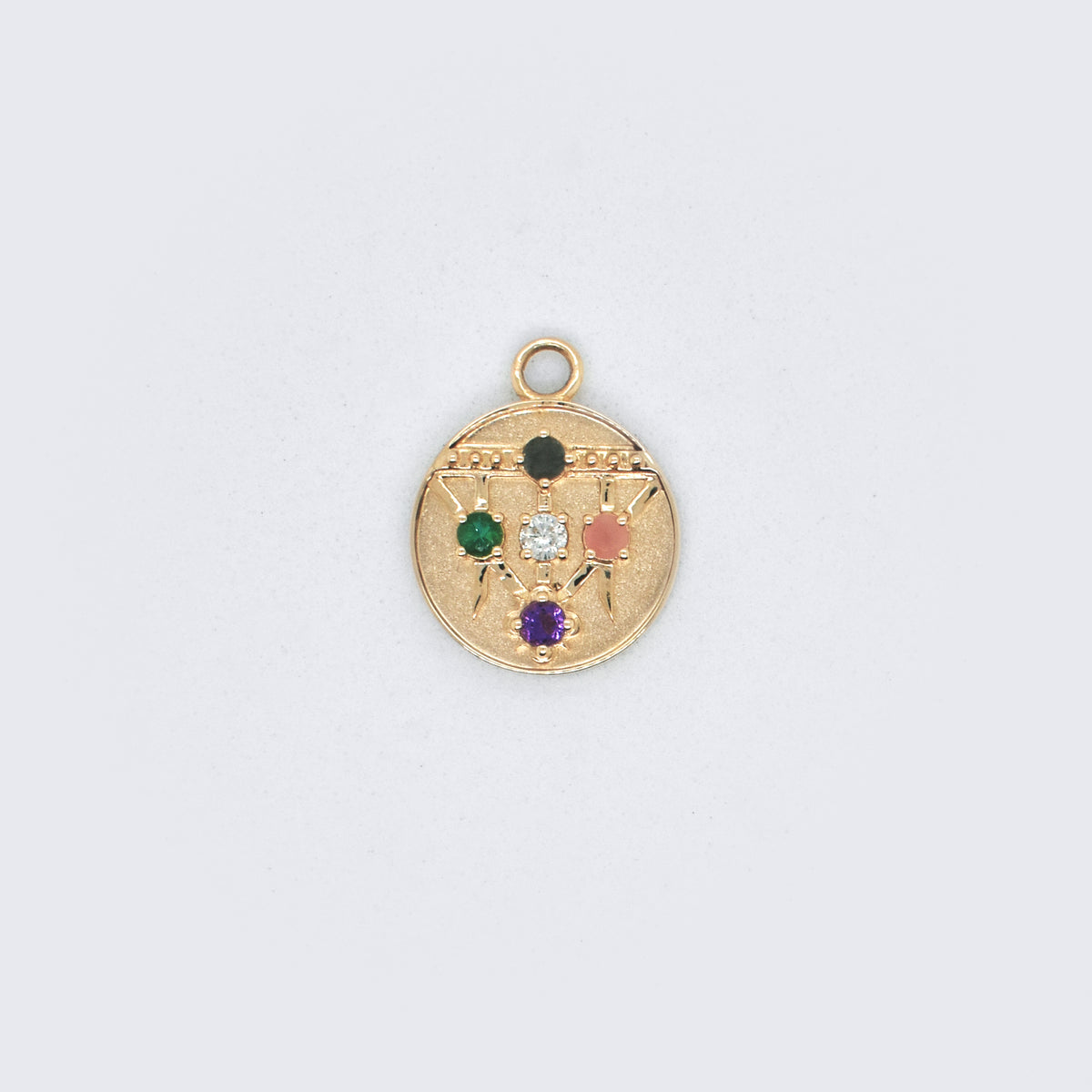 Small Lace Shield Medallion - "Love" - 4 Stones - Eliza Page