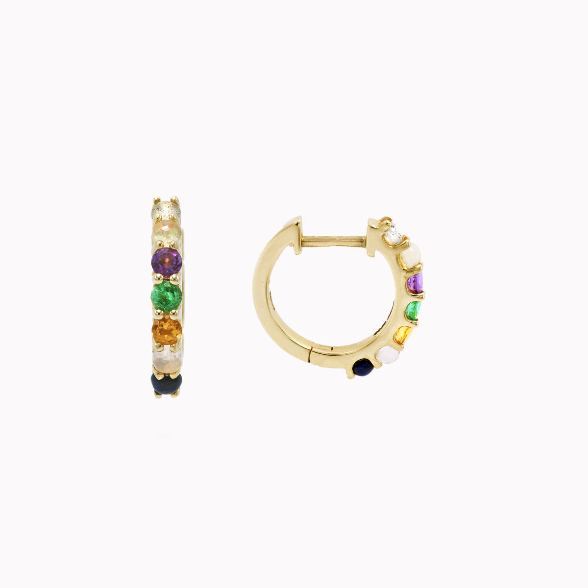 "Love You" Gemstone Huggies - 7 Stones